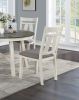 Dining Room Furniture Set of 2 Chairs Gray Fabric Cushion Seat White Clean Lines Side Chairs