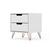 Manhattan Comfort Rockefeller 2.0 Mid-Century Modern 2-Drawer Nightstand in White