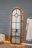 24x79" Half-Round Elongated Mirror with Decorative Window Look Classic Architecture Style Solid Fir Wood Interior Decor