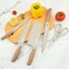 Kitchen Knife Set, 6-Pieces Khaki Sharp Knife Set for Kitchen, Non-stick Non-slip Stainless Steel Chef Knife Set with Universal Knife Block Suitable f