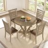 5pcs Table Set Round Dining Table Solid Wood Modern Farmhouse Rustic Look Distressed Look