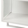 23.62"Glass Doors Modern Two-door Wall Cabinet with Featuring Two-tier Enclosed Storage, an Open Shelf, and Towel Rack, for Entryway Living Room Bathr