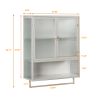 23.62"Glass Doors Modern Two-door Wall Cabinet with Featuring Two-tier Enclosed Storage, an Open Shelf, and Towel Rack, for Entryway Living Room Bathr