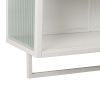 23.62"Glass Doors Modern Two-door Wall Cabinet with Featuring Two-tier Enclosed Storage, an Open Shelf, and Towel Rack, for Entryway Living Room Bathr