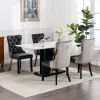 A&A Furniture,Nikki Collection Modern, High-end Tufted Solid Wood Contemporary PU and Velvet Upholstered Dining Chair with Wood Legs Nailhead Trim 2-P