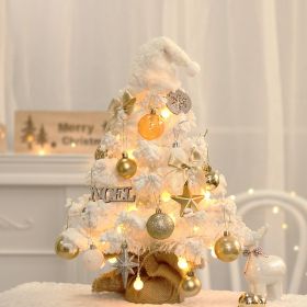 Tabletop Christmas Tree Small Mini Christmas Tree for Table Top;  Artificial Snow Flocked with Xmas Ornaments;  Gold Christmas Decorations for Home Of (Color: as Pic)