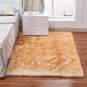 1pc Fluffy Imitation Wool Area Rug, Suede Fleece Bottom Long Imitation Wool Rug, Acrylic 80% Polyester 20%, 2.36inch Long Wool, Living Room Bedroom Ru (Color: White Yellow Tip, size: 35.43*59.06inch)