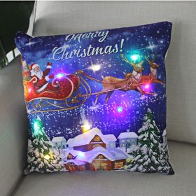 1pc Christmas Cushion Cover 45x45 Led Light Christmas Decorations for Home Santa Claus Printed Christmas Pillow Case (Color: as pic B)