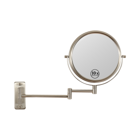 8-inch Wall Mounted Makeup Vanity Mirror, 1X / 10X Magnification Mirror, 360¬∞ Swivel with Extension Arm (Color: Brushed Nickel)