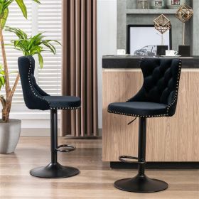 Furniture,Swivel Velvet Barstools Adjusatble Seat Height from 25-33 Inch,17.7 inch base, Modern Upholstered Bar Stools with Backs Comfortable Tufted f (Color: as picture)