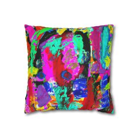 Decorative Throw Pillow Covers With Zipper - Set Of 2, Multicolor Abstract Expression Pattern (Sizes: 14" √ó 14")