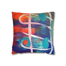 Decorative Throw Pillow Covers With Zipper - Set Of 2, Multicolor Abstract Expression Pattern (Sizes: 14" × 14")