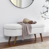 Ottoman Oval Storage Bench,Rubber Wood Legs